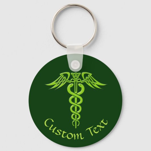 Green Celtic Knot Caduceus Sleutelhanger (Voorkant)