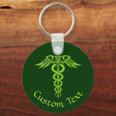 Green Celtic Knot Caduceus Sleutelhanger (Voorkant)