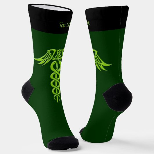 Green Celtic Knot Caduceus Socks Sokken (Gebogen)