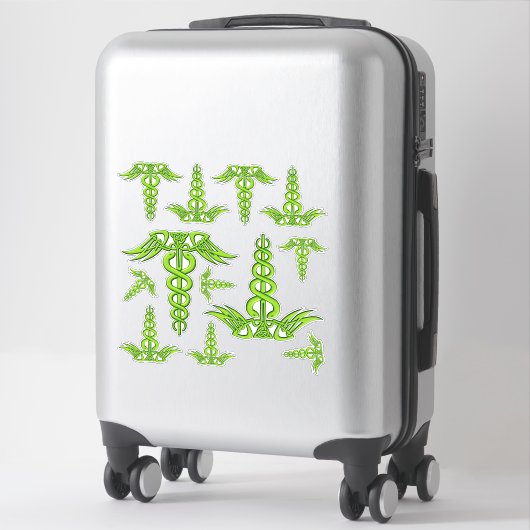 Green Celtic Knot Caduceus Sticker (Koffer)