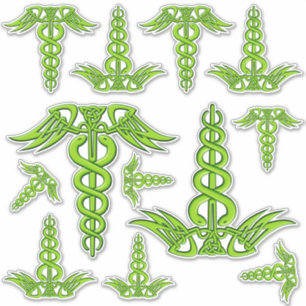 Green Celtic Knot Caduceus Sticker