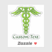 Green Celtic Knot Caduceus Sticker (Vel)