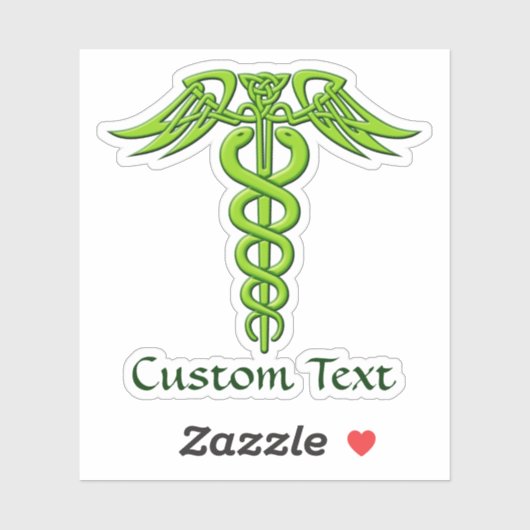 Green Celtic Knot Caduceus Sticker (Vel)