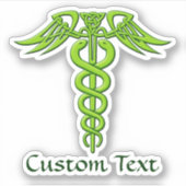 Green Celtic Knot Caduceus Sticker (Voorkant)