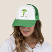 Green Celtic Knot Caduceus Trucker Pet (In situ)