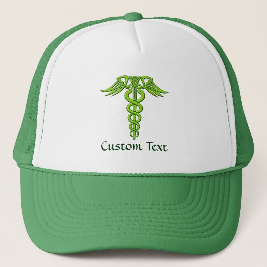Green Celtic Knot Caduceus Trucker Pet (Voorkant)
