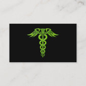 Green Celtic Knot Caduceus Visitekaartje (Achterkant)