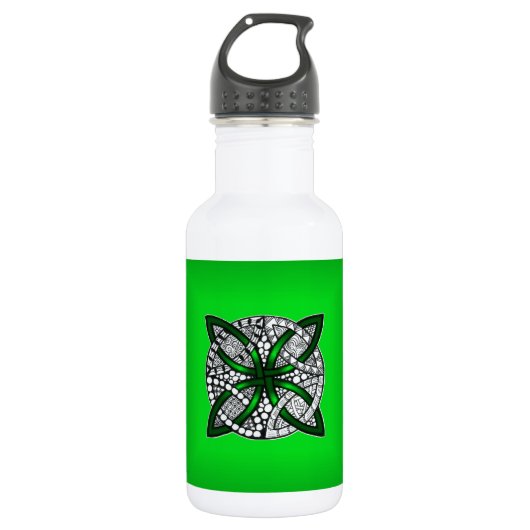 Green Celtic Knot Original Art Waterfles (Voorkant)