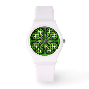 Green Celtic Knot Pattern Wristwatch Horloge