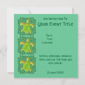 Green Celtic Knot Turtle Invitations Kaart (Achterkant)