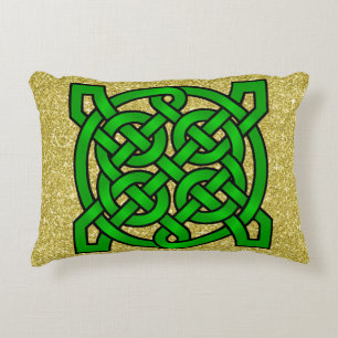 Green Celtic Knots Gold Faux Glitter Decoratief Kussen