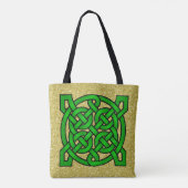 Green Celtic Knots Gold Faux Glitter Tote Bag (Achterkant)