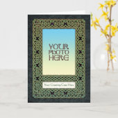 Green Celtic Knotwork Foto Lijst Wenskaart Kaart (Gele Bloem)