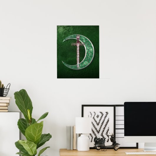 Green Celtic Moon Poster (Thuiskantoor)