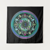 Green Celtic Mystical Mandala Wall Tapestry Wandkleed (Voorkant (horizontaal))