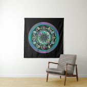 Green Celtic Mystical Mandala Wall Tapestry Wandkleed (In Situ (horizontaal))