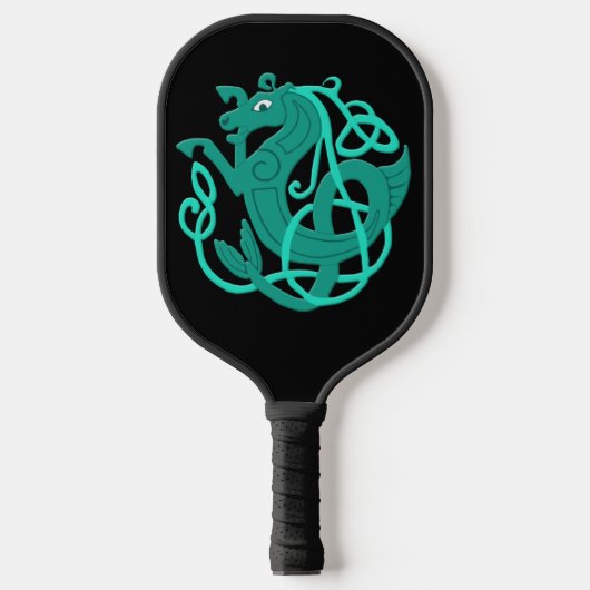 Green Celtic Seahorse Pickleball Paddle (Voorkant)