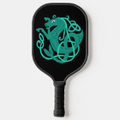 Green Celtic Seahorse Pickleball Paddle (Achterkant)