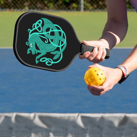 Green Celtic Seahorse Pickleball Paddle (Insitu)