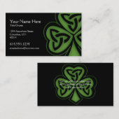 Green Celtic Shamrock Design 1 Irish Visitekaartje (Voorkant / Achterkant)