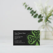 Green Celtic Shamrock Design 1 Irish Visitekaartje (Staand voorkant)