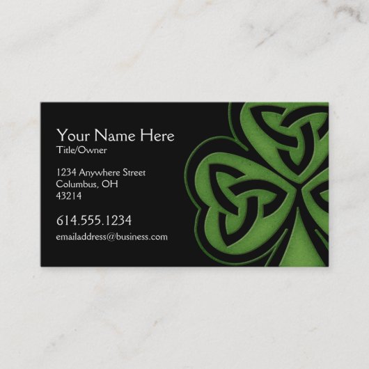 Green Celtic Shamrock Design 1 Irish Visitekaartje (Voorkant)