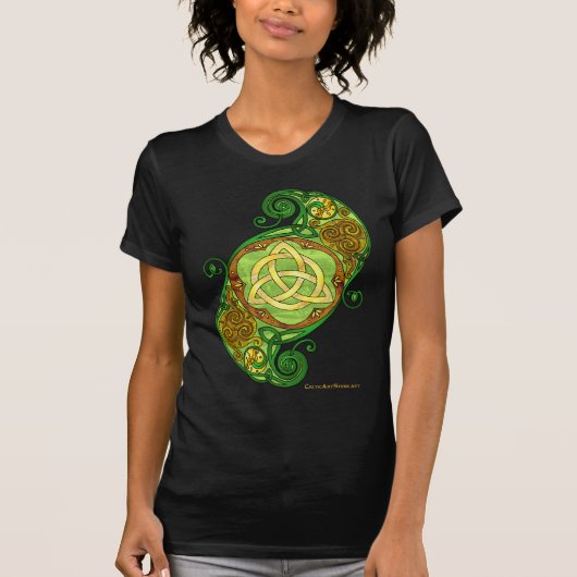 Green Celtic Spiral Trinity Knot T-shirt (Voorkant)