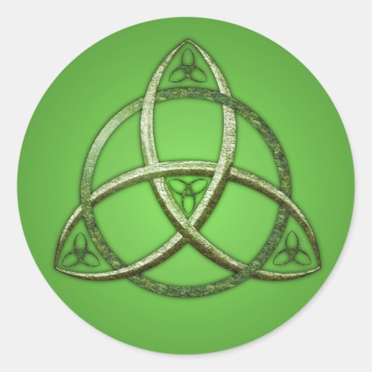 Green Celtic Trinity Knot Ronde Sticker (Voorkant)