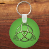 Green Celtic Trinity Knot Sleutelhanger (Voorkant)