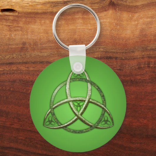 Green Celtic Trinity Knot Sleutelhanger (Voorkant)