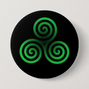 Green Celtic Tris Ronde Button 7,6 Cm