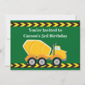 Green Cement Mixer Truck Boys Verjaardagsfeest Kaart (Voorkant)