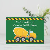 Green Cement Mixer Truck Boys Verjaardagsfeest Kaart (Staand voorkant)