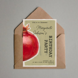 Green Chalk Pomegrane Birthday Invitation Kaart