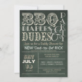 Green Chalkboard BBQ-diapers & DUDES-Baby shower Kaart (Voorkant)