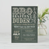 Green Chalkboard BBQ-diapers & DUDES-Baby shower Kaart (Staand voorkant)