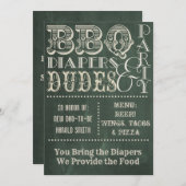 Green Chalkboard BBQ-diapers en DUDES-Baby shower Kaart (Voorkant / Achterkant)