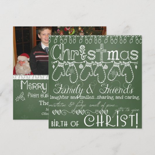 Green Chalkboard Kaart voor kerstmis foto's (Voorkant / Achterkant)