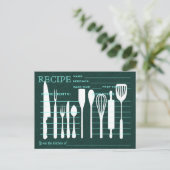 Green Chalkboard Retro Recipe Card Kitchen Tools Briefkaart (Staand voorkant)