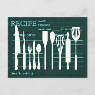 Green Chalkboard Retro Recipe Card Kitchen Tools Briefkaart