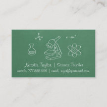 Green Chalkboard Science Teacher Visitekaartjes