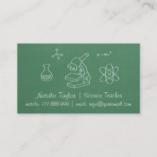 Green Chalkboard Science Teacher Visitekaartjes