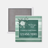 Green Chalkboard Striped Floral Magnet (Voorkant / Achterkant)