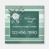 Green Chalkboard Striped Floral Magnet (Voorkant)