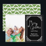 Green Chalkboard Typografie Merry Kerstfoto Feestdagenkaart<br><div class="desc">Groen Abstract Patroon op achterste familie of koppels Foto op kerstfoto voor het front</div>