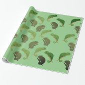 Green Chameleons Lizard Art Cadeaupapier (Uitgerold)