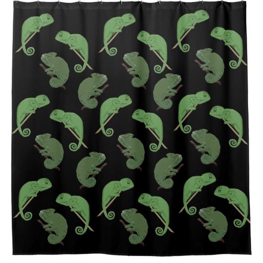 Green Chameleons Lizard Art Douchegordijn (Voorkant)