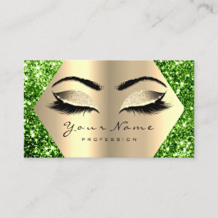 Green Champaigne Gold Glitter Makeup Lashes Visitekaartje