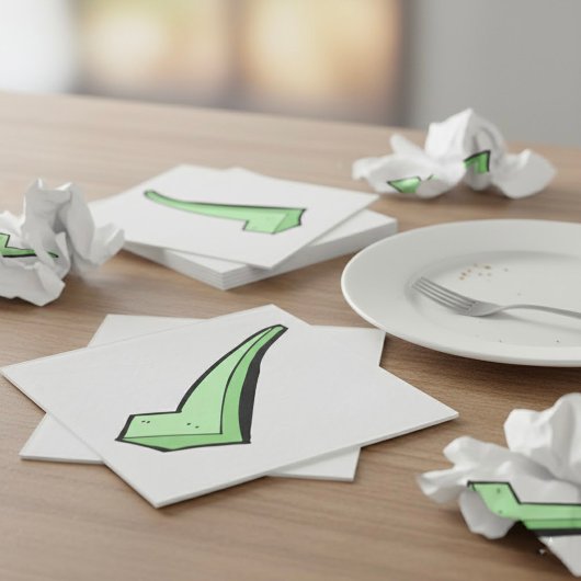 Green Check Mark Paper Napkins Servet