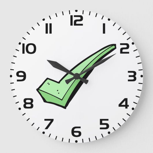 Green Check Mark Tick Symbol Grote Klok (Voorkant)